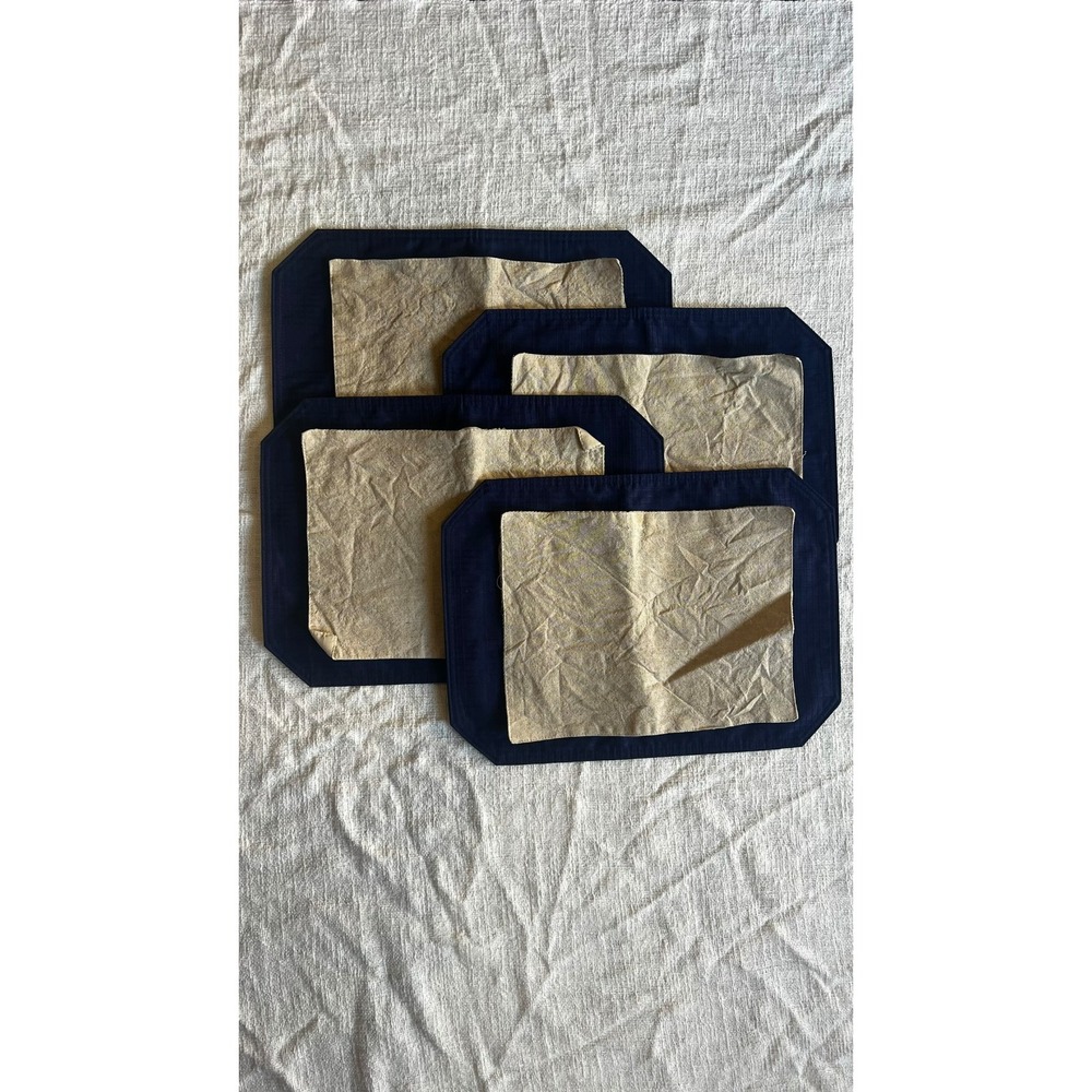 Vintage Placemat Navy Beige Rustic Cotton 8-Piece Set Cottagecore Rustic Kitchen